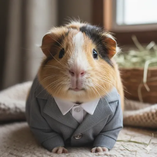 Mr. Buttons — a guinea pig in a suit